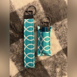 Turquoise Keychain and Lip Balm Holder Set